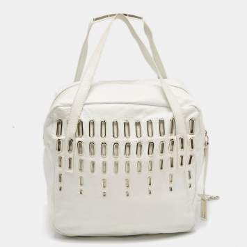 Pre Owned Jimmy Choo White Leather Dessy Satchel