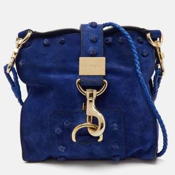 Jimmy Choo Blue Suede Flap Crossbody Bag