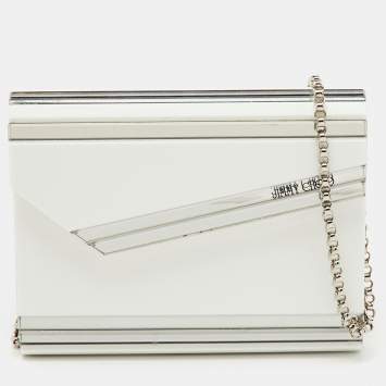 Pre Owned Jimmy Choo White Acrylic Perspex Candy Chain Clutch