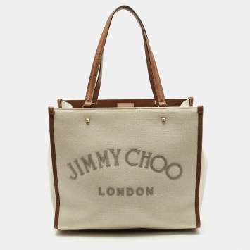 Pre Owned Jimmy Choo Tan/natural Canvas Varenne Tote