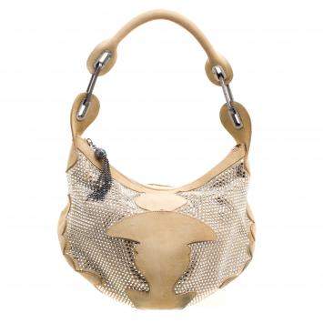 Pre Owned Jimmy Choo Light Brown Suede Swarovski Grant Hobo