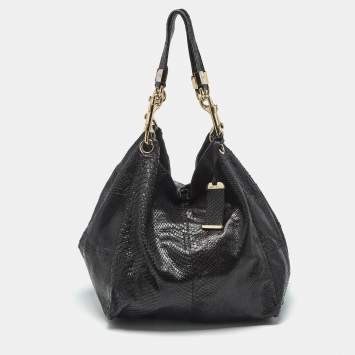 Pre Owned Jimmy Choo Black Python Lola Hobo