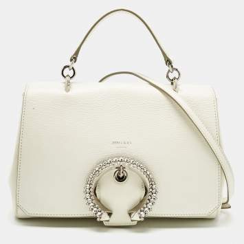 Jimmy Choo White Leather Madeline Top Handle Bag