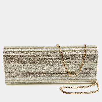 Pre Owned Jimmy Choo Gold Acrylic Sweetie Chain Clutch