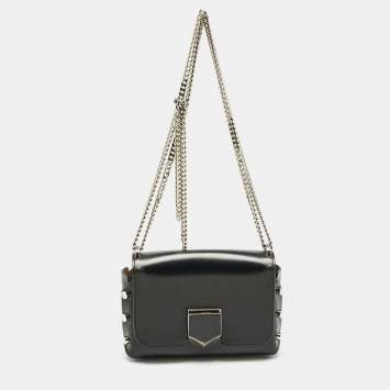 Pre Owned Jimmy Choo Black Leather Lockett City Shoulder Bag