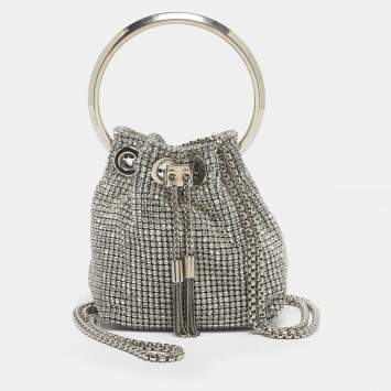 Pre Owned Jimmy Choo Silver Crystals BonBon Chain Clutch