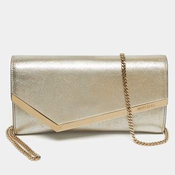 مملوكة مسبقًا حقيبة كلتش جيمي تشو سلسلة جلد ذهبي