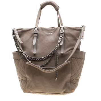 Pre Owned Jimmy Choo Taupe Leather Blare Tote 