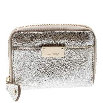 مملوكة مسبقًا Jimmy Choo Metallic Silver Leather Compact Wallet