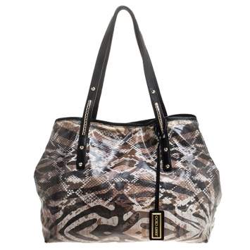 Pre Owned Jimmy Choo Multicolor Printed Coated Canvas Scarlet Tote