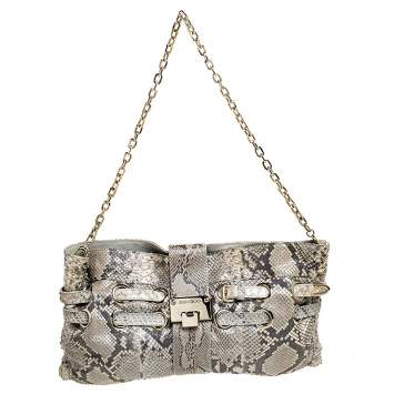 Pre Owned Jimmy Choo Beige Python Riki Shoulder Bag