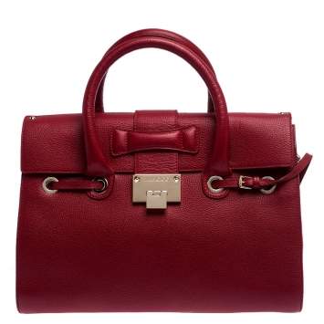 Pre Owned Jimmy Choo Red Leather Rosalie Satchel