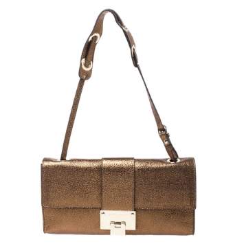 Pre Owned Jimmy Choo Metallic Gold Leather Rebel Mini Shoulder Bag