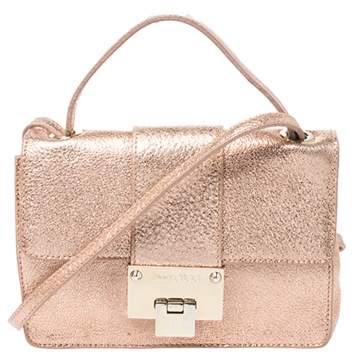 Pre Owned Jimmy Choo Rose Gold Leather Rebel Crossbody Bag