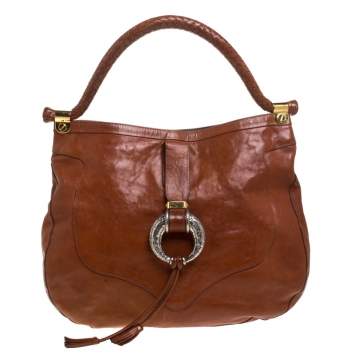 Pre Owned Jimmy Choo Tan Leather Ruby Hobo