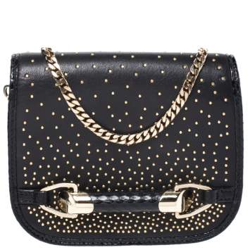 Pre Owned Jimmy Choo Black Studded Leather Zadie Crossbody Bag