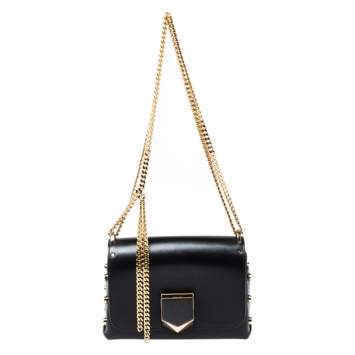 Pre Owned Jimmy Choo Black Leather Lockett City Shoulder Bag