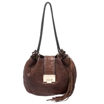 Pre Owned Jimmy Choo Brown Leather Roxana Hobo