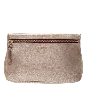 Pre Owned Jimmy Choo Metallic Gold Leather Zena Clutch