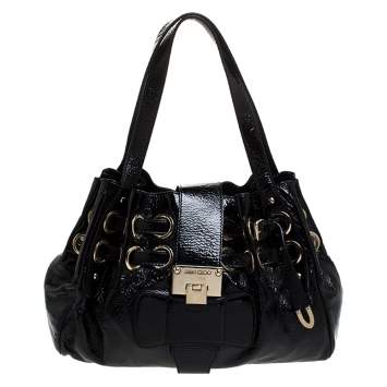 Pre Owned Jimmy Choo Black Patent Leather Riki Tote