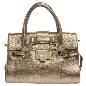 Pre Owned Jimmy Choo Metallic Gold Leather Small Rosalie Sacthel