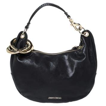 Pre Owned Jimmy Choo Black Leather Small Solar Hobo