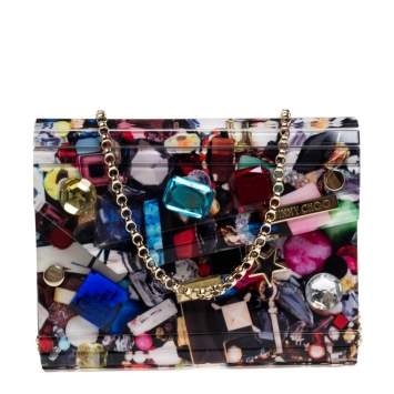 Pre Owned Jimmy Choo Multicolor Acrylic Candy Embellished Chain Clutch