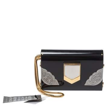 Pre Owned Jimmy Choo Black/Silver Acrylic Lockett Minaudiere Clutch