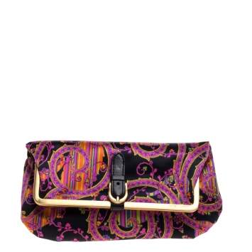 Pre Owned Jimmy Choo Multicolor Floral Print Satin Clutch