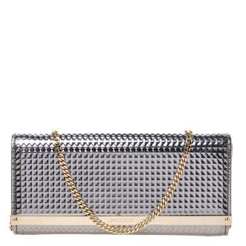 Pre Owned Jimmy Choo Metallic Silver Leather Milla Chain Clutch