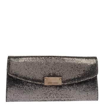 Pre Owned Jimmy Choo Silver Lamé Glitter Riane Clutch