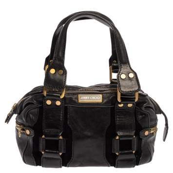 Pre Owned Jimmy Choo Black Leather Malena Satchel