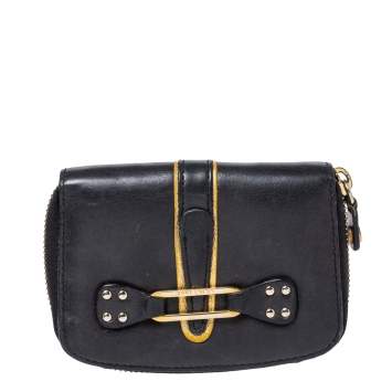 مملوكة مسبقًا Jimmy Choo Black Leather Zip Around Compact Wallet