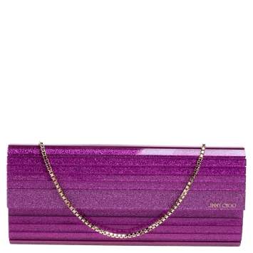Pre Owned Jimmy Choo Purple Acrylic Sweetie Clutch