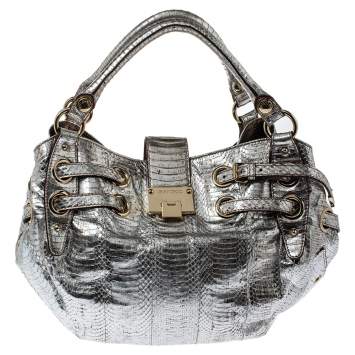 مملوكة مسبقًا Jimmy Choo Silver Python Ramona Shoulder Bag