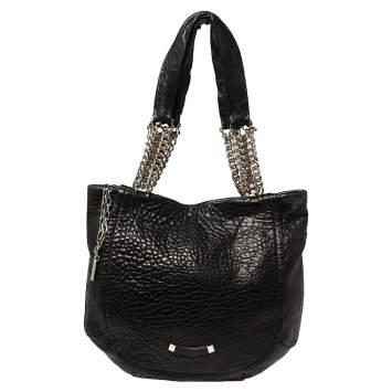 Pre Owned Jimmy Choo Black Pebbled Leather Large Nica Tote