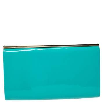 Pre Owned Jimmy Choo Green Patent Leather Cayla Clutch