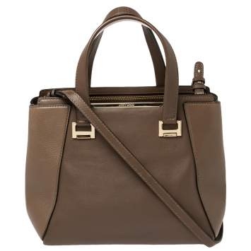 Pre Owned Jimmy Choo Dark Brown Leather Alfie Tote