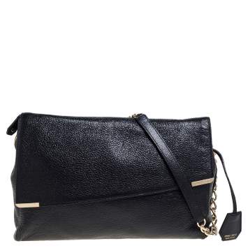 مملوكة مسبقًا Jimmy Choo Black Shimmering Leather Ally Handcuff Shoulder Bag