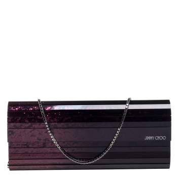 Pre Owned Jimmy Choo Purple Ombre Glitter Acrylic Sweetie Chain Clutch