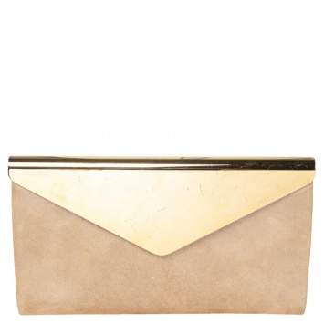 Pre Owned Jimmy Choo Shimmer Suede and Metal Charlize Envelope Clutch