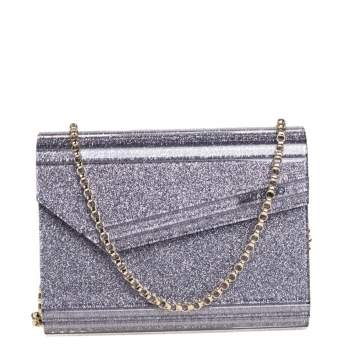 Pre Owned Jimmy Choo Purple Glitter Acrylic Candy Chain Clutch