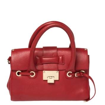 Pre Owned Jimmy Choo Red Leather Rosalie Satchel