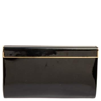 Pre Owned Jimmy Choo Black Patent Leather Cayla Clutch