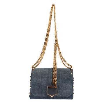 مملوكة مسبقًا Jimmy Choo Grey Canvas Petite Lockett Shoulder Bag
