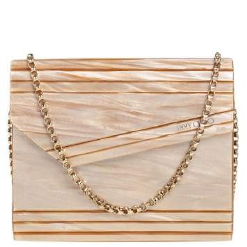 Pre Owned Jimmy Choo Beige Acrylic Candy Chain Clutch 