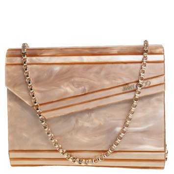 Pre Owned Jimmy Choo Beige Acrylic Candy Chain Clutch 