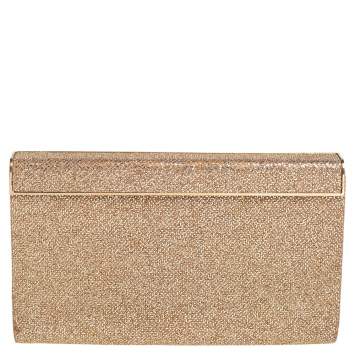 Pre Owned Jimmy Choo Gold Glitter Cayla Clutch