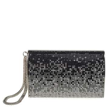 Pre Owned Jimmy Choo Silver/Black Crystal Embellished Clutch