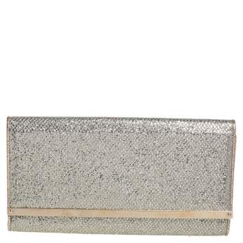 Pre Owned Jimmy Choo Gold Gliiter Milla Clutch
